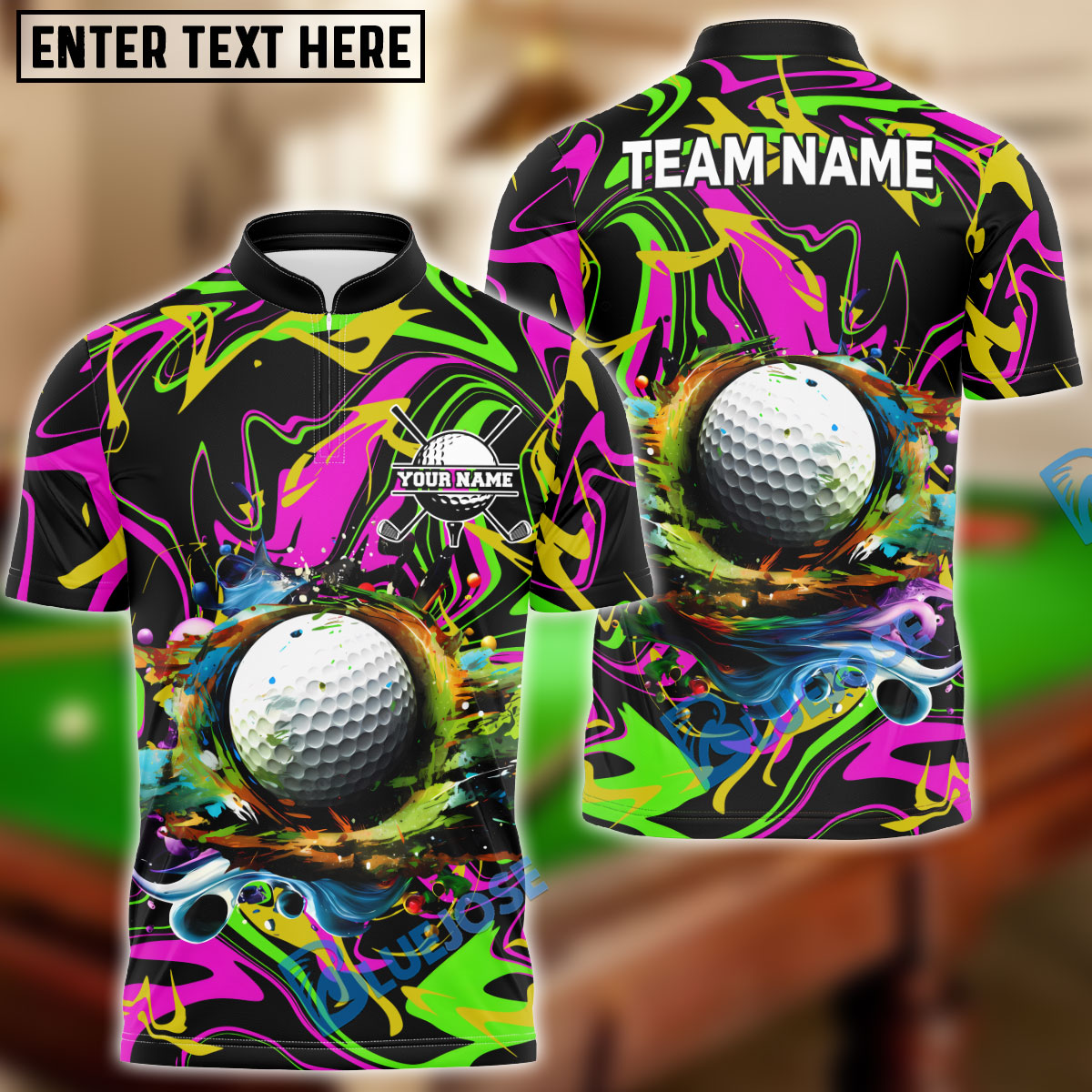 BlueJose Golf Graffiti Paint Splash Personalized Name, Team Name 3D Shirt