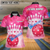 BlueJose Bowling Pink Heart Valentine Theme Design Personalized Name, Team Name 3D Shirt