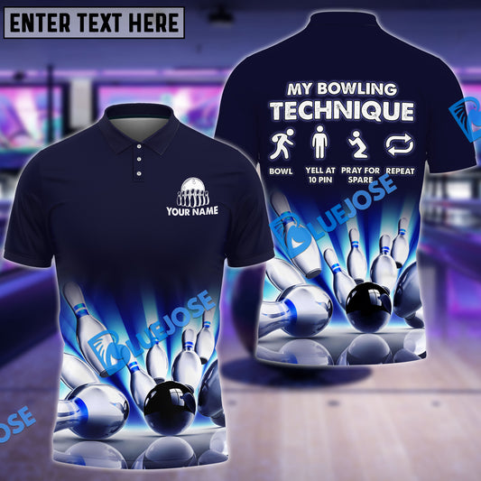 BlueJoses Bowling My Bowling Technique Customized Name All Over Printed Shirt For Women