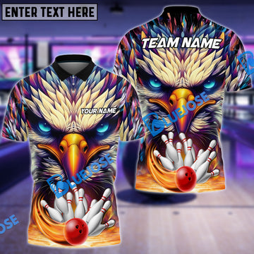 BlueJoses Bowling Eagle Color Premium Customized Name, Team Name 3D Shirt