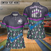 BlueJose Purple Bowling Ball And Pins Pattern Customized Name All Over Printed Shirt For Women