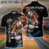 BlueJose Bowling And Pins Tiger Strike Customized Name, Team Name 3D Shirt (4 Colors)