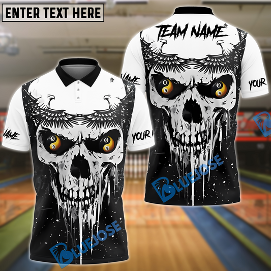 BlueJose Billiards Ball 8 & 9 Yinyang Black White Skull Customized Name, Team Name 3D Shirt