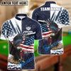 BlueJose Billiards 8-Ball Eagle American Flag Firework Pattern Personalized Name Shirt (4 Colors)