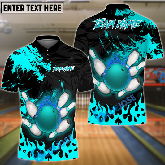 BlueJose The Dragon & Fire and Bowling Personalized Name, Team Name 3D Shirt (5 Colors)