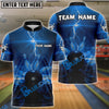 BlueJose Bowling And Pins Lightning Glow Storm Customized Name, Team Name 3D Shirt (4 Colors)