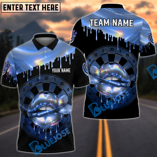 BlueJose Darts Neon Holographic Lips Dartboard Customized Name, Team Name 3D Shirt (4 Colors)