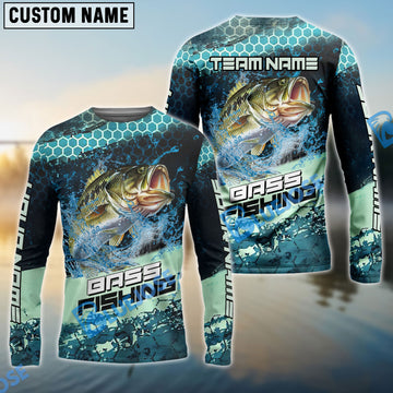 Bluejose Bass Fishing Aqua Strike Custom Name & Team Name 3D Shirts