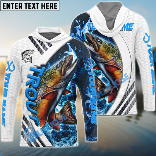 Bluejose Trout Fishing White Blue Lava Sport Custom Name & Team Name 3D Shirts