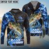 Bluejose Bass Fishing Blue Flame Smoke Line Premium Style Sport Custom Name & Team Name 3D Shirts