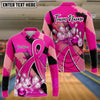 BlueJose Bowling And Pins Pink Ribbons Breast Cancer Personalized Name 3D Shirts