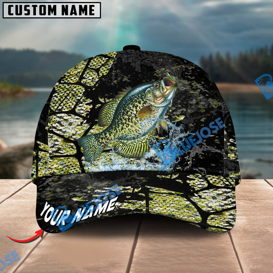 BlueJose Fishing Cracked Texture Gold Black Splash Graphic Personalized Cap (13 Breeds)