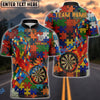 BlueJose Darts Puzzle Pattern Flaming Target Autism Awareness Personalized Name Shirt