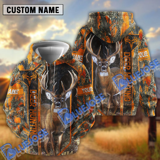 BlueJose Personalized Name Deer Hunting Camo Punished Skull Pattern 3D Shirts ( 3 Colors )