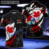 BlueJose Billiards Flag of Canada Black Personalized Name, Team Name 3D Shirt