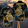BlueJose Darts Golden Bull Tribal Flame Customized Name, Team Name 3D Shirt (4 Colors)