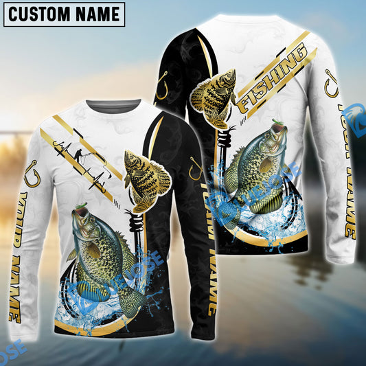 Bluejose Crappie Fishing Black Golden Hook Name & Team Name 3D Shirts