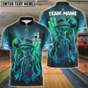 BlueJose Bowling And Pins Skeleton Neon Attitude Customized Name, Team Name 3D Shirt (4 Colors)