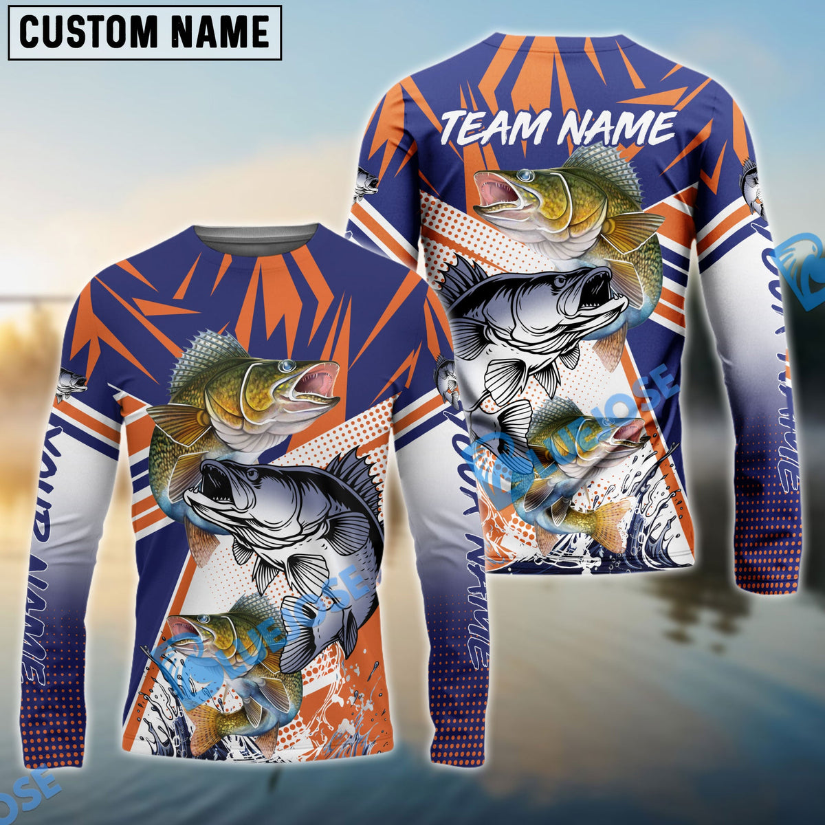 Bluejose Walleye Fishing Ocean Hunter Custom Name &amp; Team Name Shirts