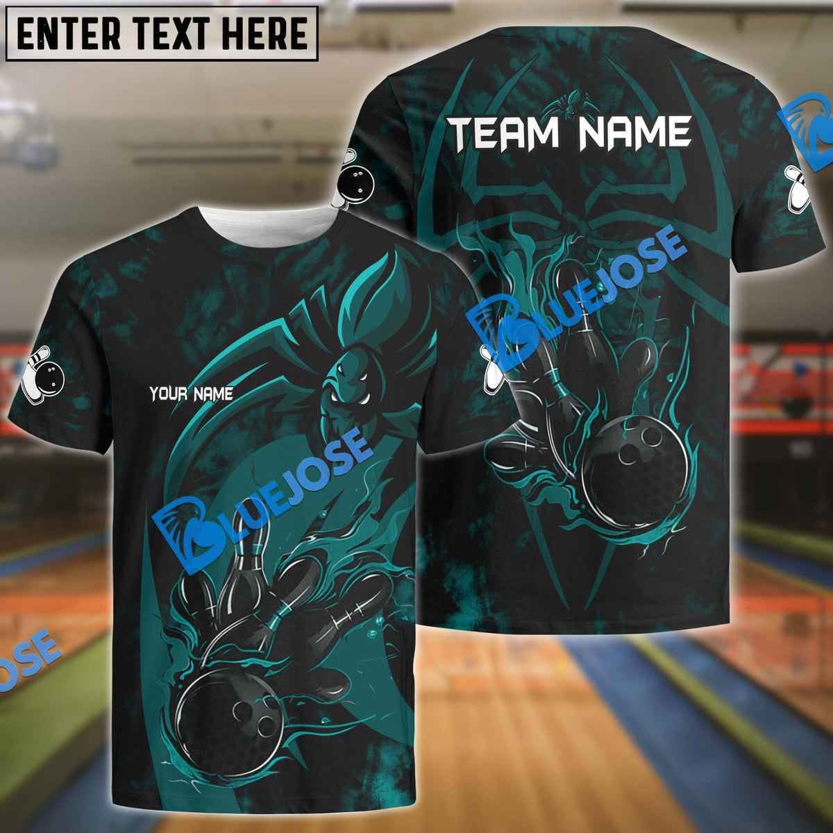 BlueJose Spider Bowling Personalized Name, Team Name 3D Shirt (4 Colors)
