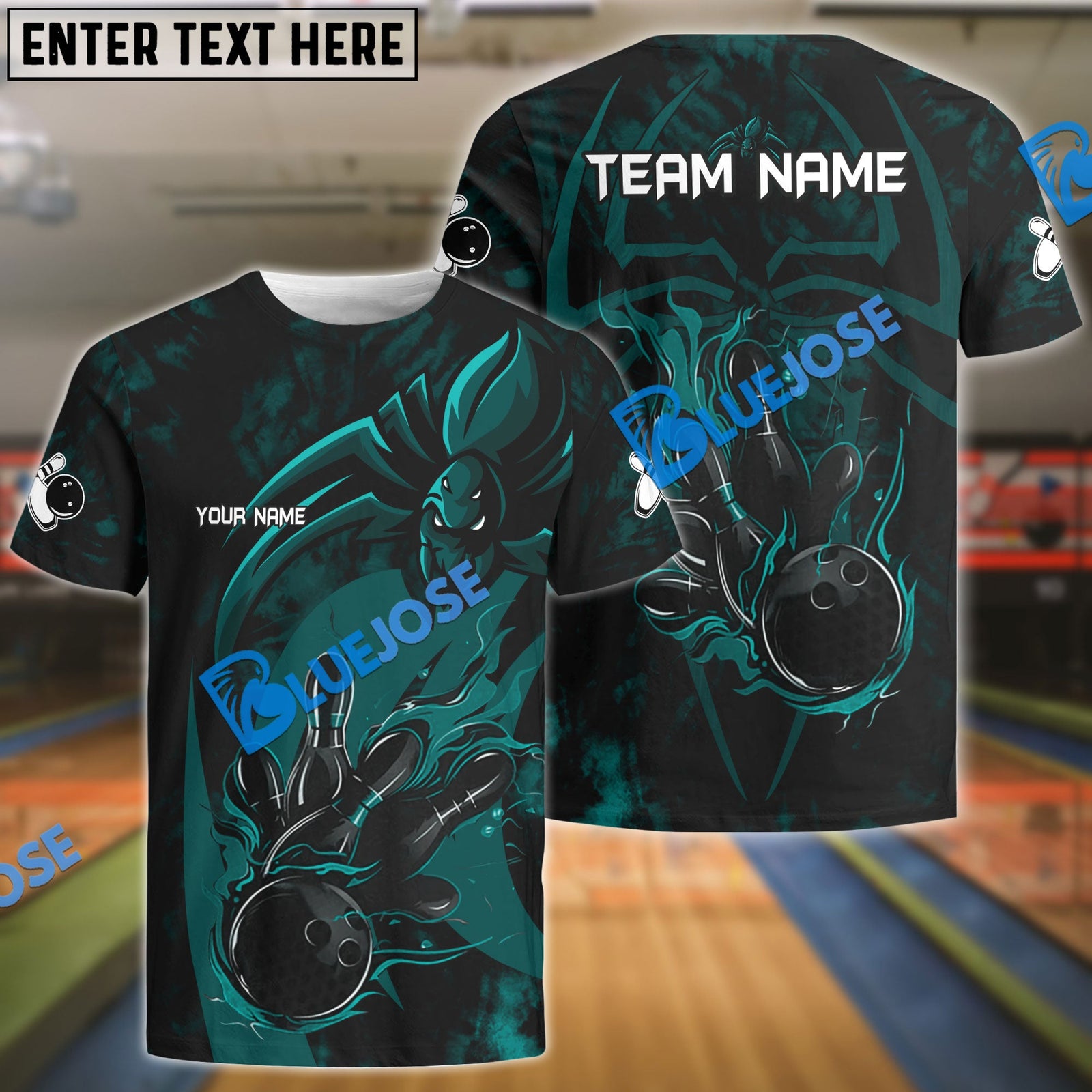BlueJose Spider Bowling Personalized Name, Team Name 3D Shirt (4 Colors)