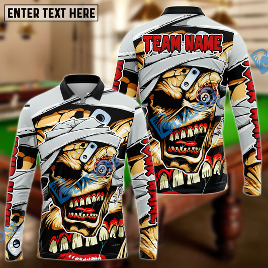 BlueJose Billiards 8-Ball Zombie Mad Skull Personalized Name, Team Name Unisex Shirt