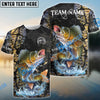 Bluejose Walleye Fishing Dark Water Art Style Custom Name & Team Name 3D Shirts