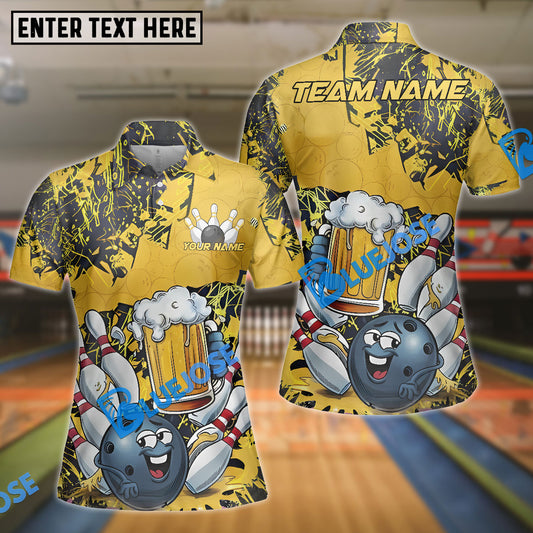 BlueJose Bowling Beer Mug Funny Ball Customized Name, Team Name 3D Shirt