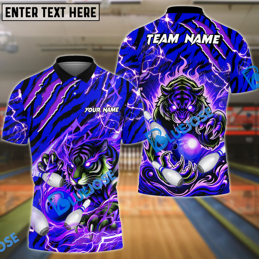 BlueJose Bowling and Pins Tiger Fight Personalized Name, Team Name 3D Shirt (4 Colors)