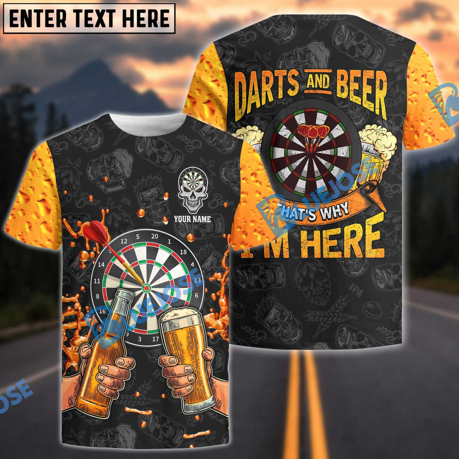 BlueJose Darts & Beer Personalized Name Shirt