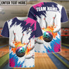 BlueJoses Bowling And Pins Blue Pink Customized Name 3D Shirt