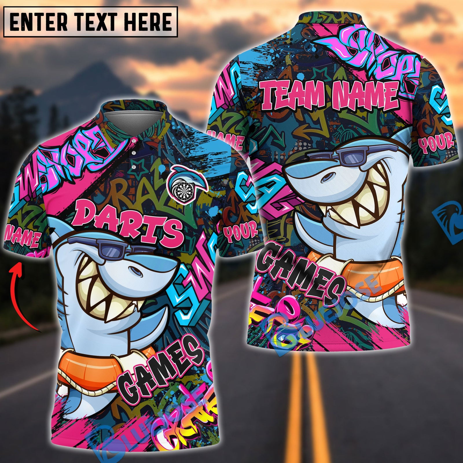 BlueJose Darts Funny Shark Graffiti Personalized Shirt