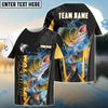 Bluejose Walleye Fishing Black Gold Design Pattern Custom Name & Team Name 3D Shirts
