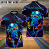 BlueJose Bowling And Pins Zombie Neon Glow Customized Name, Team Name 3D Shirt (4 Colors)