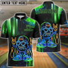 BlueJose Bowling Neon Cartoon Ball Cyber Glow Customized Name, Team Name 3D Shirt (4 Colors)