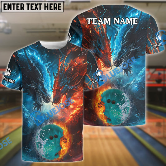 BlueJose Bowling Water Dragon & Fire Dragon Customized Name, Team Name 3D Shirt