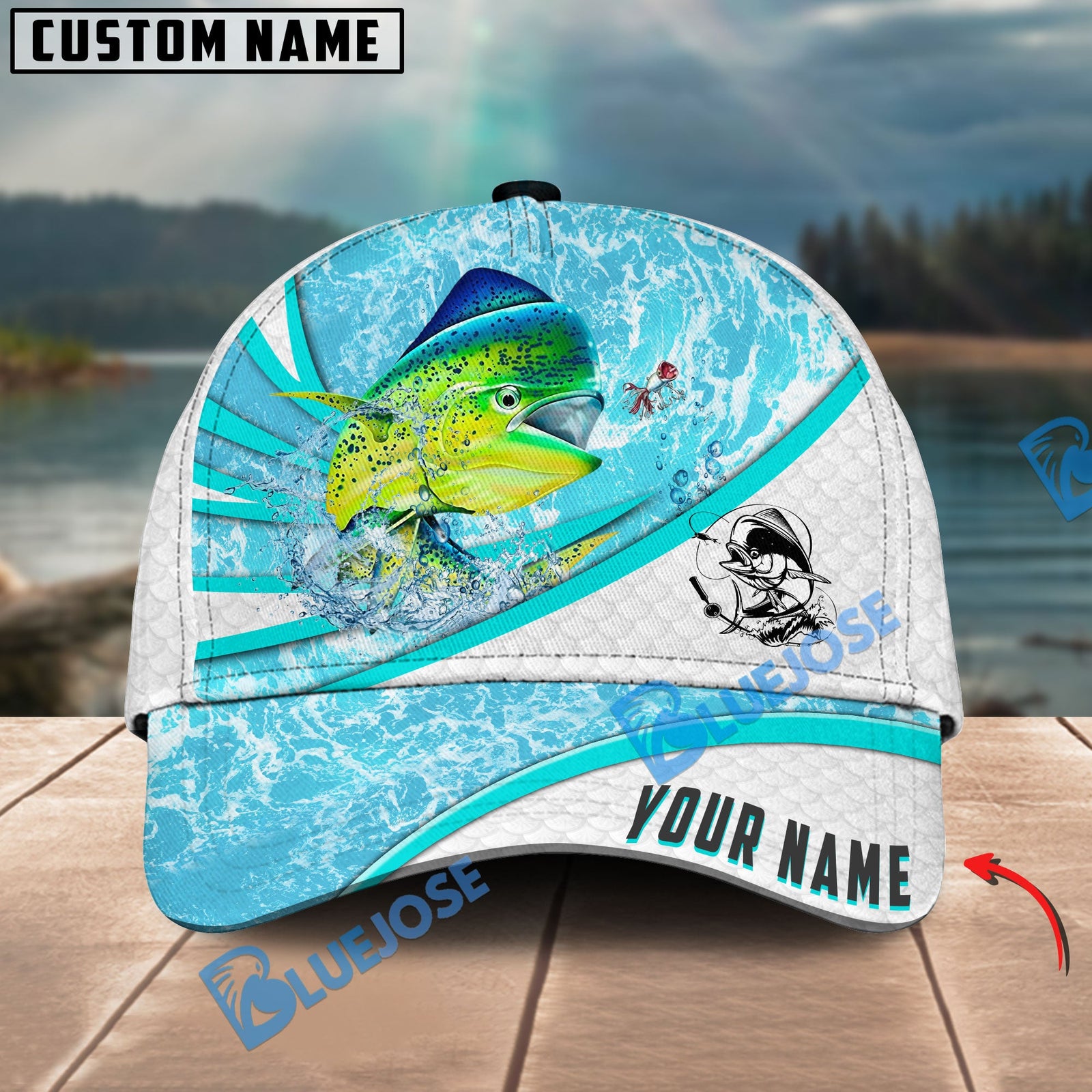 Bluejose Mahi Mahi Fishing Water Tornado Personalized Cap