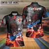 BlueJose Bowling And Pins Volcano Lava Explosion Lightning Customized Name, Team Name 3D Shirt (4 Colors)