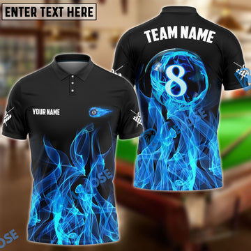 BlueJose Billiards Ball 8 Heavenly Flame Ver 2 Personalized Name Shirt (4 Colors)