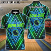 BlueJose Bowling And Pins Bowshit Neon Strike Customized Name, Team Name 3D Shirt (4 Colors)