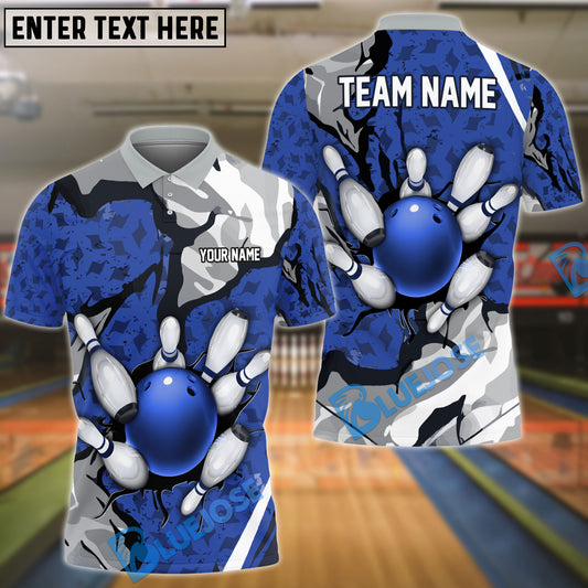 BlueJose Bowling and Wall Broken Pattern Personalized Name, Team Name 3D Shirt (5 Colors)