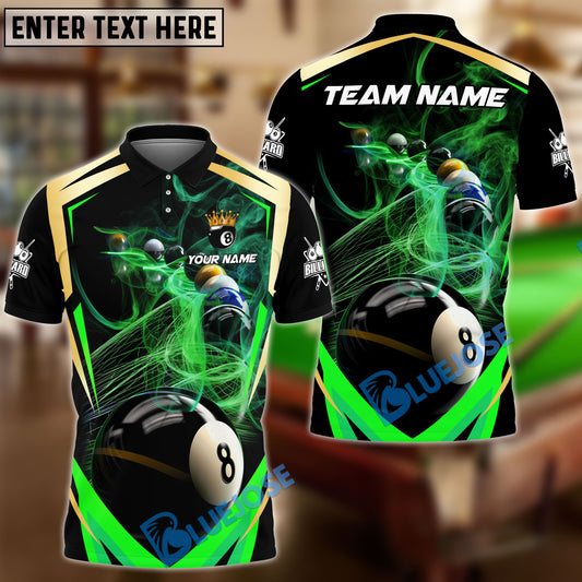BlueJose Billiards 8-Ball Pool Smoke Trail Personalized Name, Team Name Unisex Shirt (4 Colors)