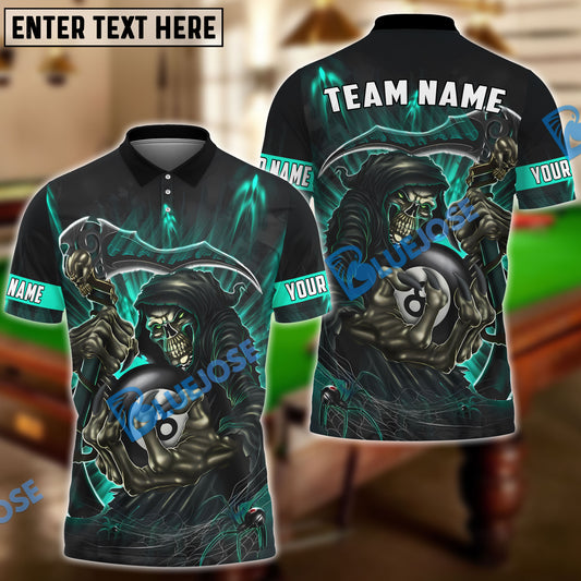 BlueJose Billiards Green Reaper 8 Ball Personalized Name, Team Name Unisex Shirt