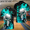 BlueJose Bowling Flaming Skull Strike Customized Name, Team Name 3D Shirt (4 Colors)