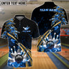 BlueJose Bowling And Pins  Flame Premium Golden Line Customized Name 3D Shirt ( 6 Colors)
