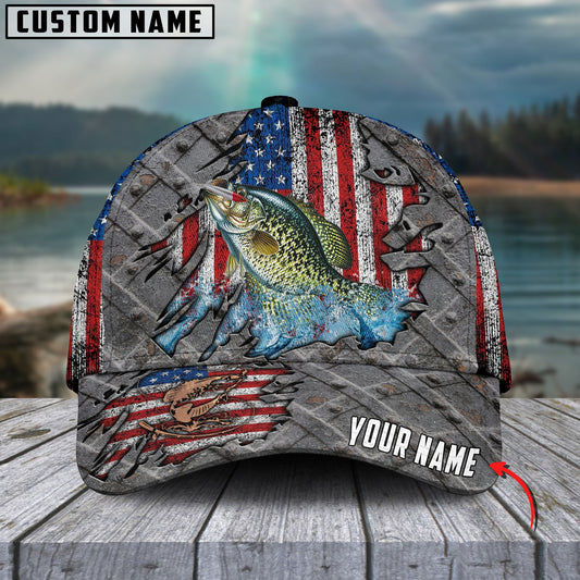 Bluejose Crappie Fishing US Flag Personalized Cap