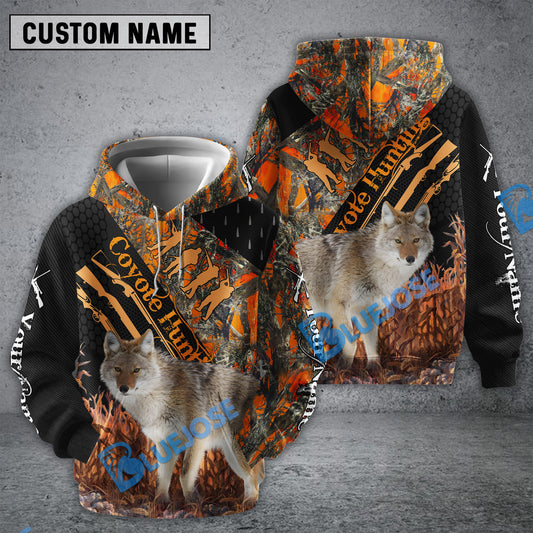 BlueJose Customized Name Coyote Hunting Orange Camo 3D Shirt