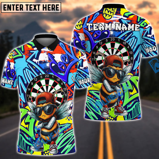 BlueJose Darts Cool Bee Graffiti Urban Style Customized Name, Team Name 3D Shirt (4 Colors)