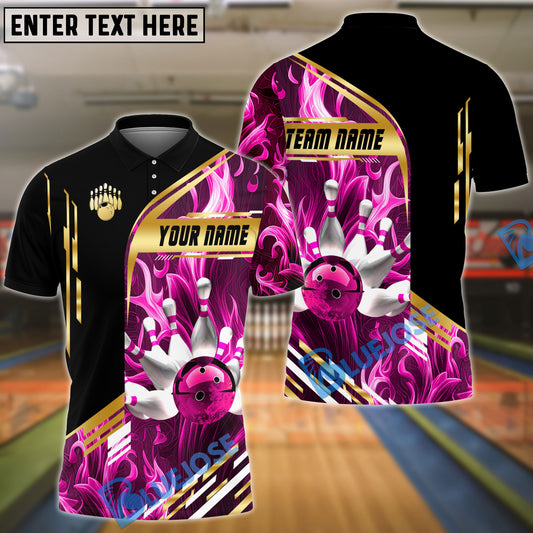 BlueJose Bowling And Pins Inferno Strike Customized Name, Team Name 3D Shirt (4 Colors)