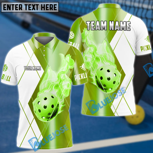BlueJose Pickleball Fire Smoke Personalized Name, Team Name Unisex Shirt (4 Colors)